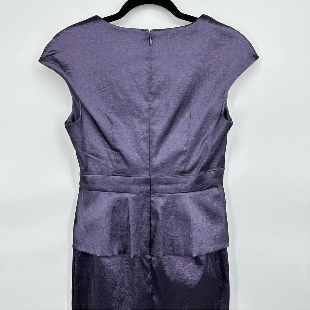 Jessica Howard Purple Peplum Sheath Dress with Embellished Waist Size 6 - Picture 3 of 14